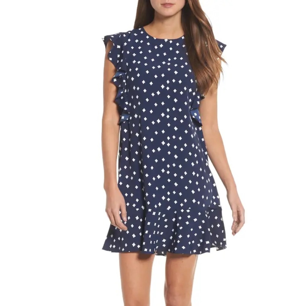 SOLD Diamond Print A-Line Flounce Dress